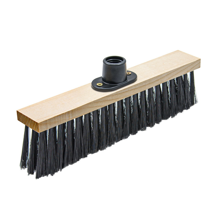 Щетка тротуарная деревянная 275х45мм, 5-ти рядная, пластиковая тулейка с резьбой, без черенка - 60-0-031