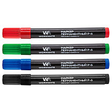 Набор маркеров перманентных 4шт: черн, красн, синий, зеленый, ширина линии 1-3мм, (уп.) - 13-0-044