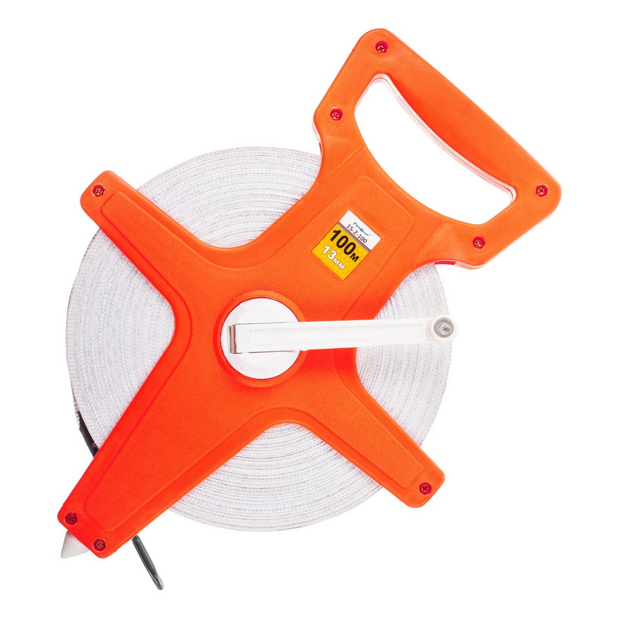 Мерная лента фибергласовая геодезическая, открытый пластик. корпус, лента из ПВХ, 100мх13мм - 15-2-100