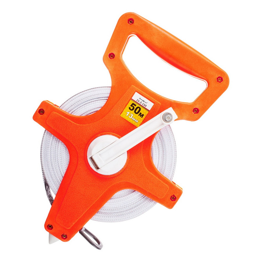 Мерная лента фибергласовая геодезическая, открытый пластик. корпус, лента из ПВХ, 50мх13мм - 15-2-150