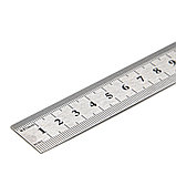 Линейка металлическая нерж. сталь, 2 метрич. шкалы в см (сверху и снизу), отверстие , 300мм - 15-6-030, фото 3