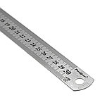 Линейка металлическая нерж. сталь, 2 метрич. шкалы в см (сверху и снизу), отверстие , 300мм - 15-6-030, фото 4