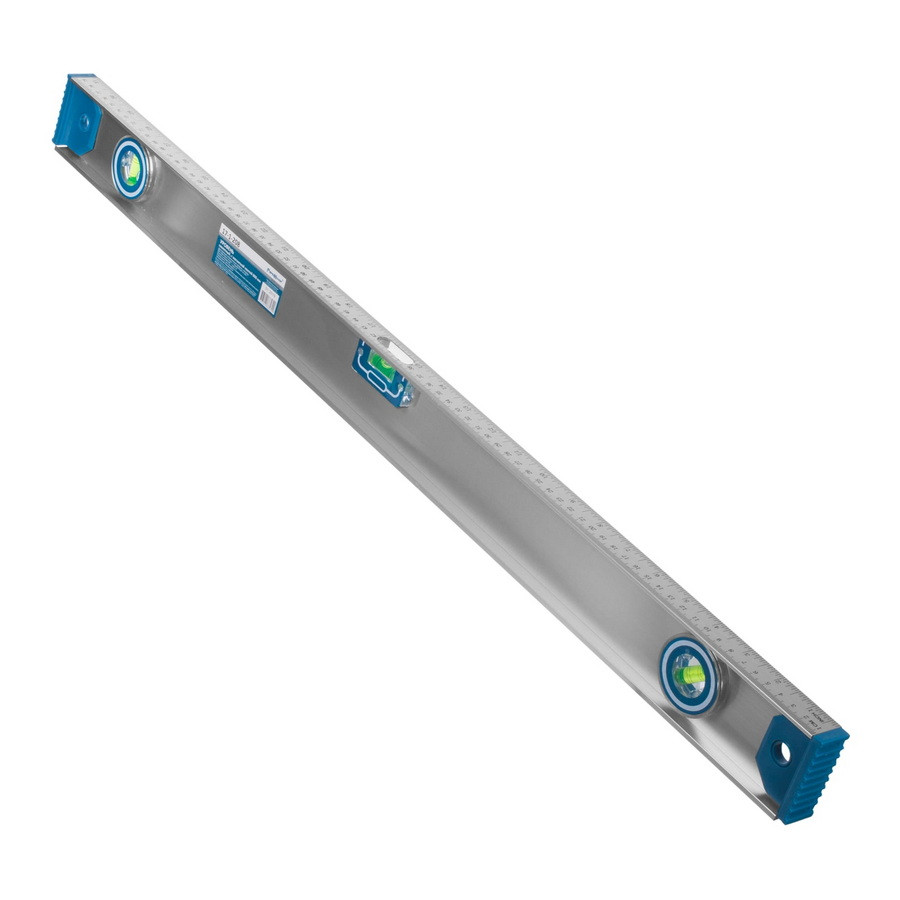 Уровень алюминиевый скелетный, 2 глазка+1 поворотный на 360, магн. лента, линейка, 800мм - 17-1-208