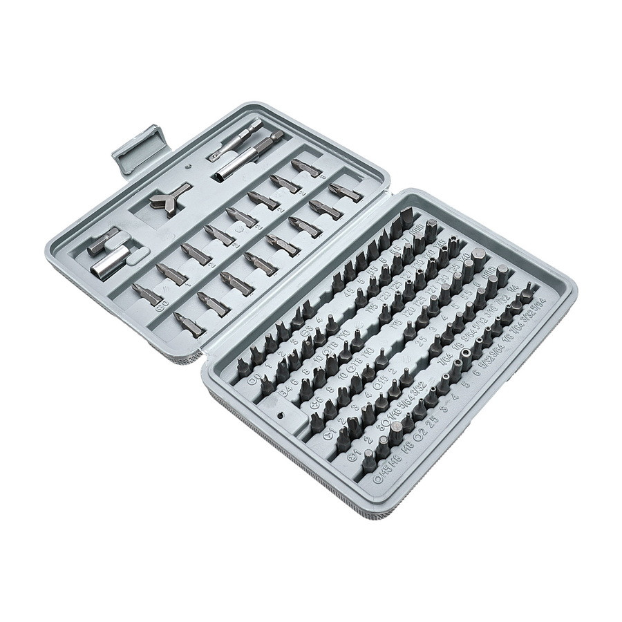 Набор бит с адаптером, CrV, пласт. бокс, 100 предметов - 33-2-701