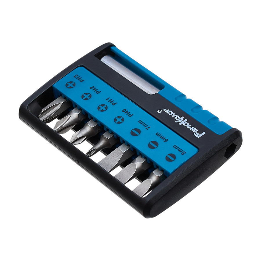 Набор бит  с адаптером, CrV, пласт. бокс, 8 предметов - 33-2-703