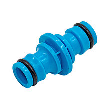 Переходник-соединитель штуцерный, для шланга,  двухсторонний, пластиковый  - 64-2-011