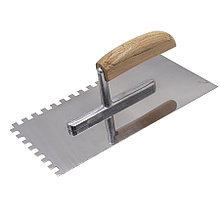 Гладилка зубчатая нержавеющая сталь, рукоятка из бука, 270х125мм, зуб 8х8мм - 27-0-008