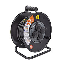 Удлинитель силовой на металлич. катушке, 4 розетки, IP44, КГ 3х1,5мм², 16А, 3,5кВт, с/з, 30м - 89-0-156