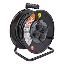 Удлинитель силовой на металлич. катушке, 4 розетки, IP44, КГ 3х1,5мм², 16А, 3,5кВт, с/з, 50м - 89-0-157