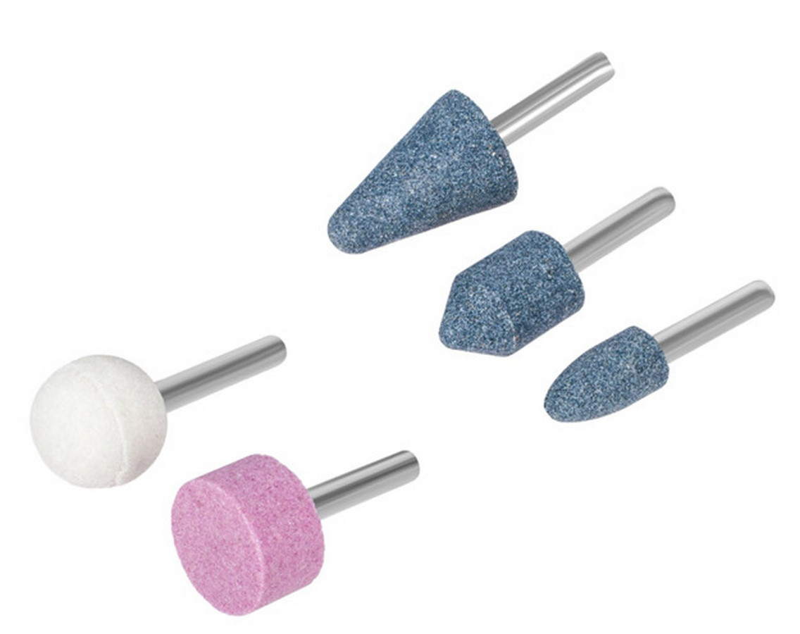 Набор шарошек оксид алюминия, хвостовик 6мм, 25х25, 25х14, 25х35, 13х25, 13х25, 5шт., (уп.) - 31-3-005