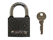 Замок навесной чугун, 3 ключа, цилиндр.мех-м, автомат, личинка-латунь, 50х69х22мм, дужка 8мм - 70-0-950