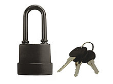 Замок навесной влагостойкий, чугун в ПВХ, 3 ключа, цил.мех-м, 70х118х33мм, удлин.дужка 10мм - 70-0-998