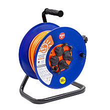 Удлинитель силовой на катушке, 4 розетки IP44, ПВС 3х2,5мм², 16А, 3,7кВт, с/з, термозащита, 30м, (шт -