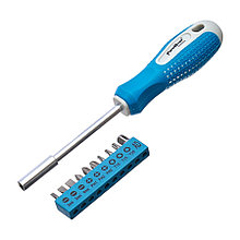 Отверточная рукоятка с адаптером для бит 1/4 х 100 мм, биты 25 мм, CR-V, 11 предметов, (уп.) - 33-0-731