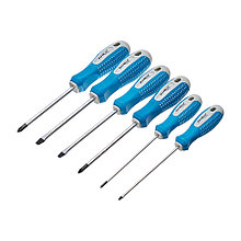 Набор отвёрток POINT, CR-V, двухкомпонентные рукоятки, 6 предметов, (уп.) - 33-2-400