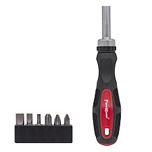 Отвёртка реверсивная с битами 1/4 х 25 мм, CR-V, 6 предметов, (уп.) - 33-4-310