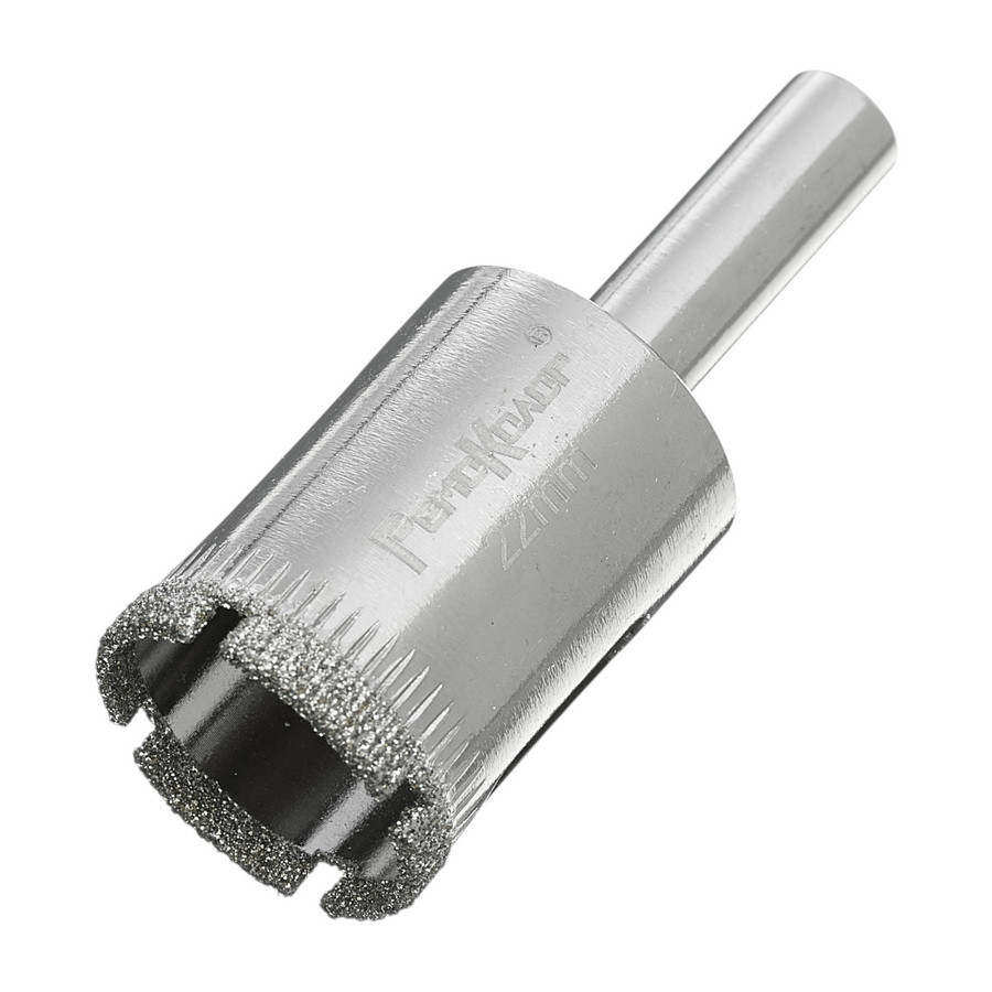 Коронка алмазная  по стеклу и керамограниту, 22 х 55 мм, цилиндрический хвостовик  - 35-4-222