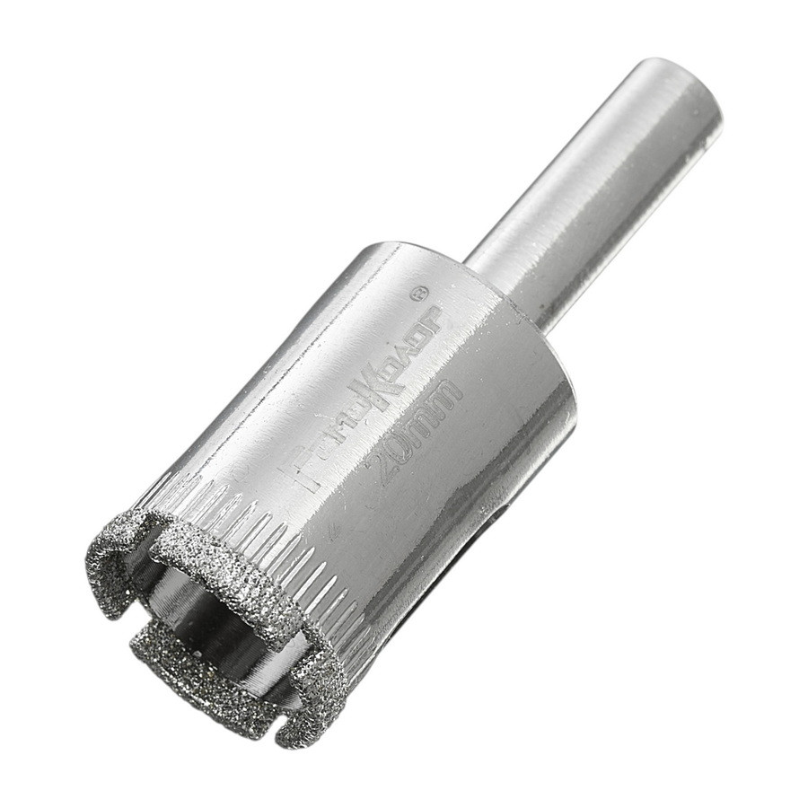 Коронка алмазная  по стеклу и керамограниту, 20 х 55 мм, цилиндрический хвостовик  - 35-4-220