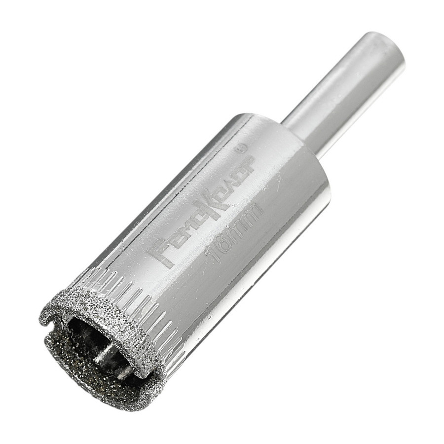 Коронка алмазная  по стеклу и керамограниту, 16 х 55 мм, цилиндрический хвостовик  - 35-4-216