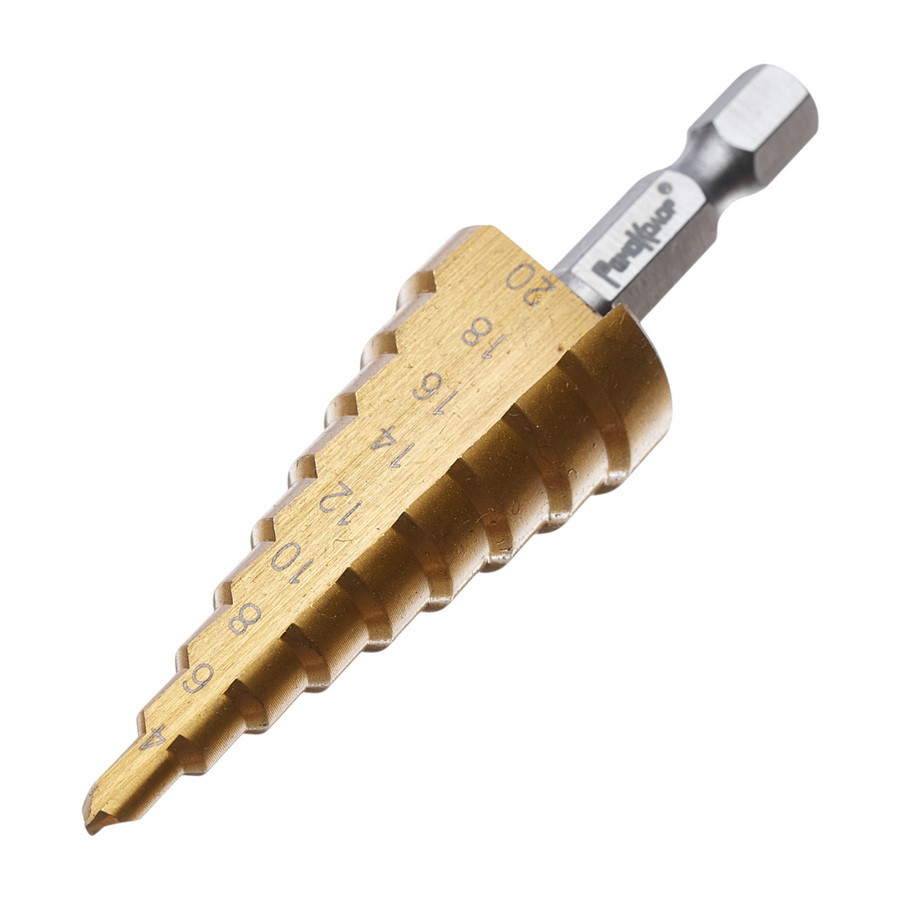 Сверло по металлу ступенчатое 6 - 20 мм, шаг 2 мм, P6M5, 6-гранный хвостовик - 35-5-020