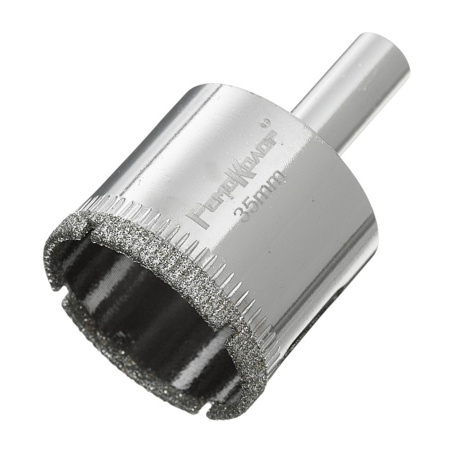 Коронка алмазная  по стеклу и керамограниту, 35 х 55 мм, цилиндрический хвостовик  - 35-4-235