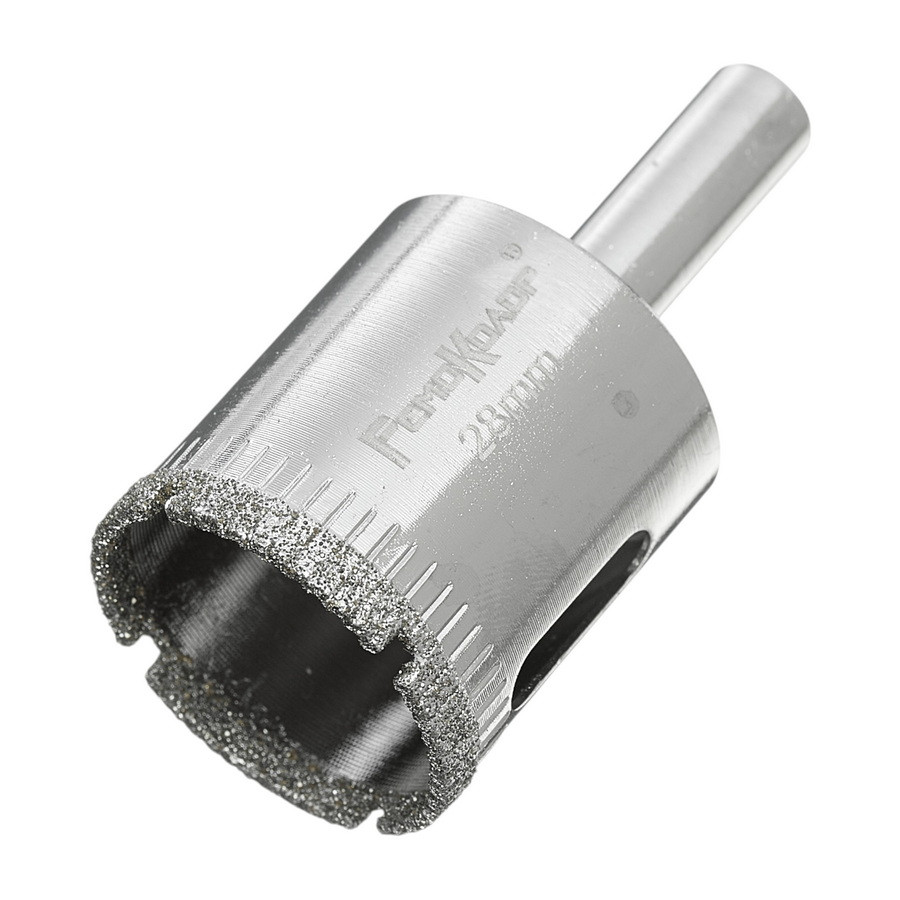 Коронка алмазная  по стеклу и керамограниту, 28 х 55 мм, цилиндрический хвостовик  - 35-4-228