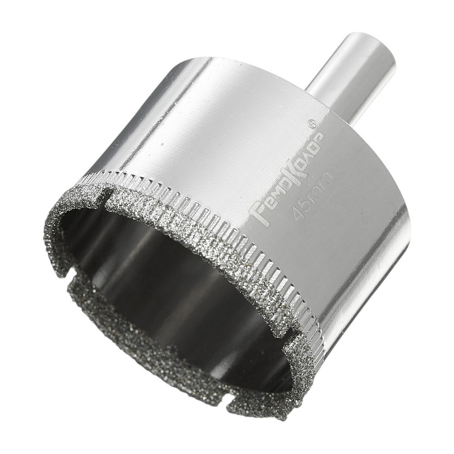 Коронка алмазная  по стеклу и керамограниту, 45 х 55 мм, цилиндрический хвостовик  - 35-4-245