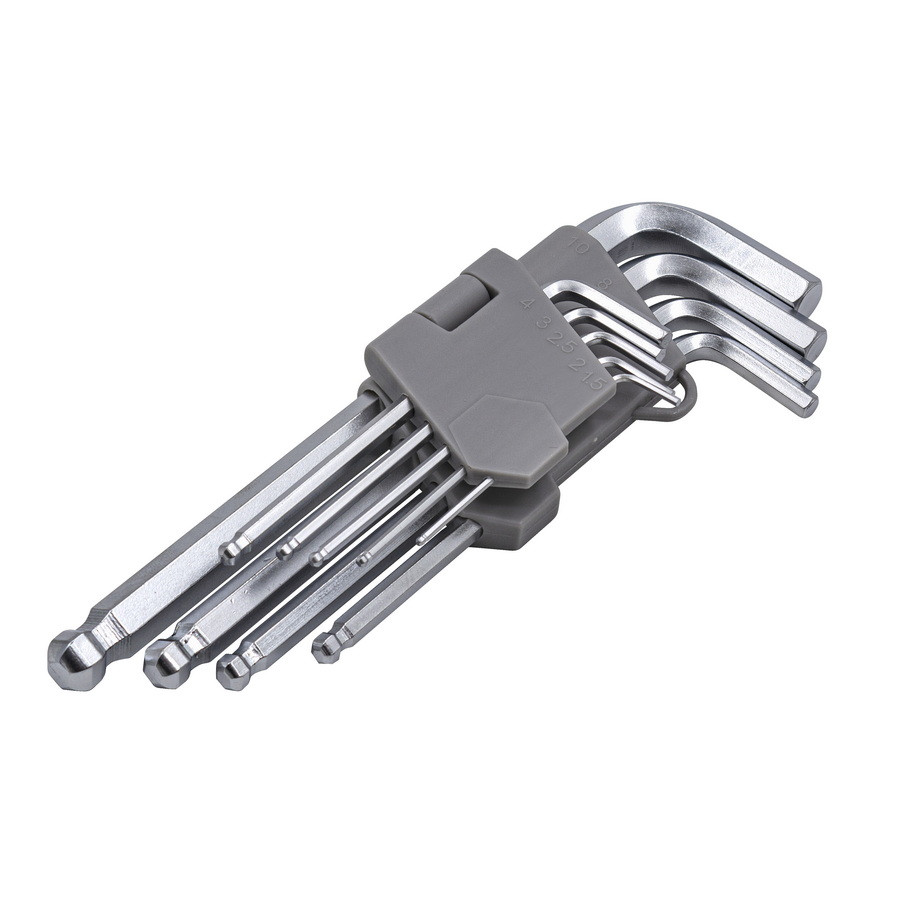 Ключи имбусовые HEX/шар, удлиненные, сатин, 1,5; 2,0; 2,5; 3,0; 4,0; 5,0; 6,0; 8,0; 10мм - 43-2-119