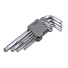 Ключи имбусовые HEX/шар, удлиненные, сатин, 1,5; 2,0; 2,5; 3,0; 4,0; 5,0; 6,0; 8,0; 10мм - 43-2-119