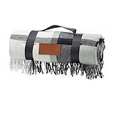 Синий клетчатый плед с бахромой для нанесения логотипа, фото 5