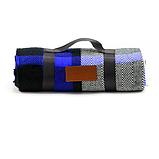 Синий клетчатый плед с бахромой для нанесения логотипа, фото 2