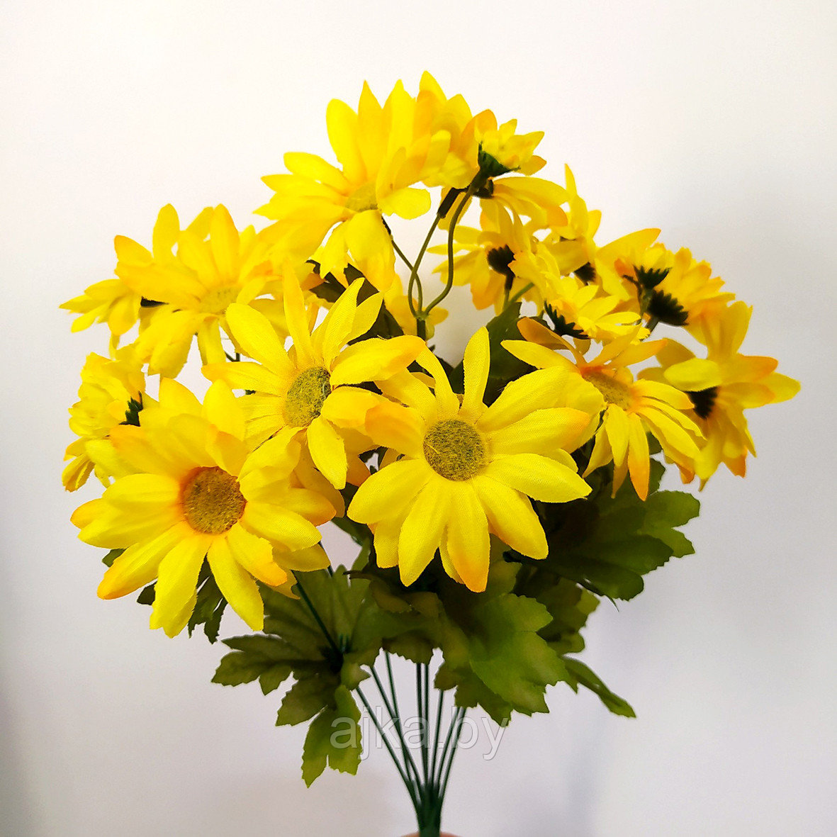 Ветка Хризантема-ромашка 16 головок 48 см, желтый