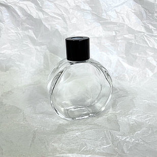 Флакон для диффузора круглый плоский, 60 мл Черная крышка