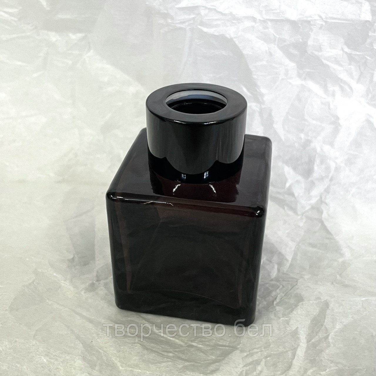 Флакон для диффузора квадратный коричневый, 50 мл Черная крышка