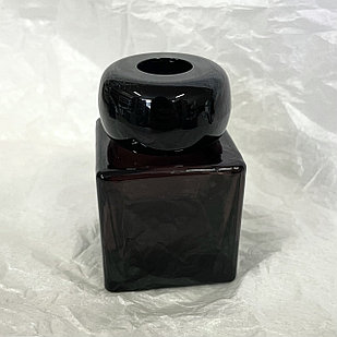 Флакон для диффузора квадратный коричневый, 50 мл Черная крышка эллипс