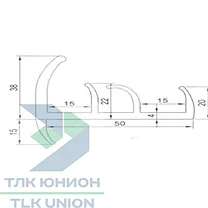 Уплотнитель ПВХ для полотна ворот 50 мм, L-1000 мм, черный, 2108, фото 3