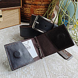 Мужской набор: ремень BeNG 4см + кошелёк зажим коричневый, фото 3