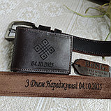 Мужской набор: ремень BeNG 4см + кошелёк зажим коричневый, фото 4