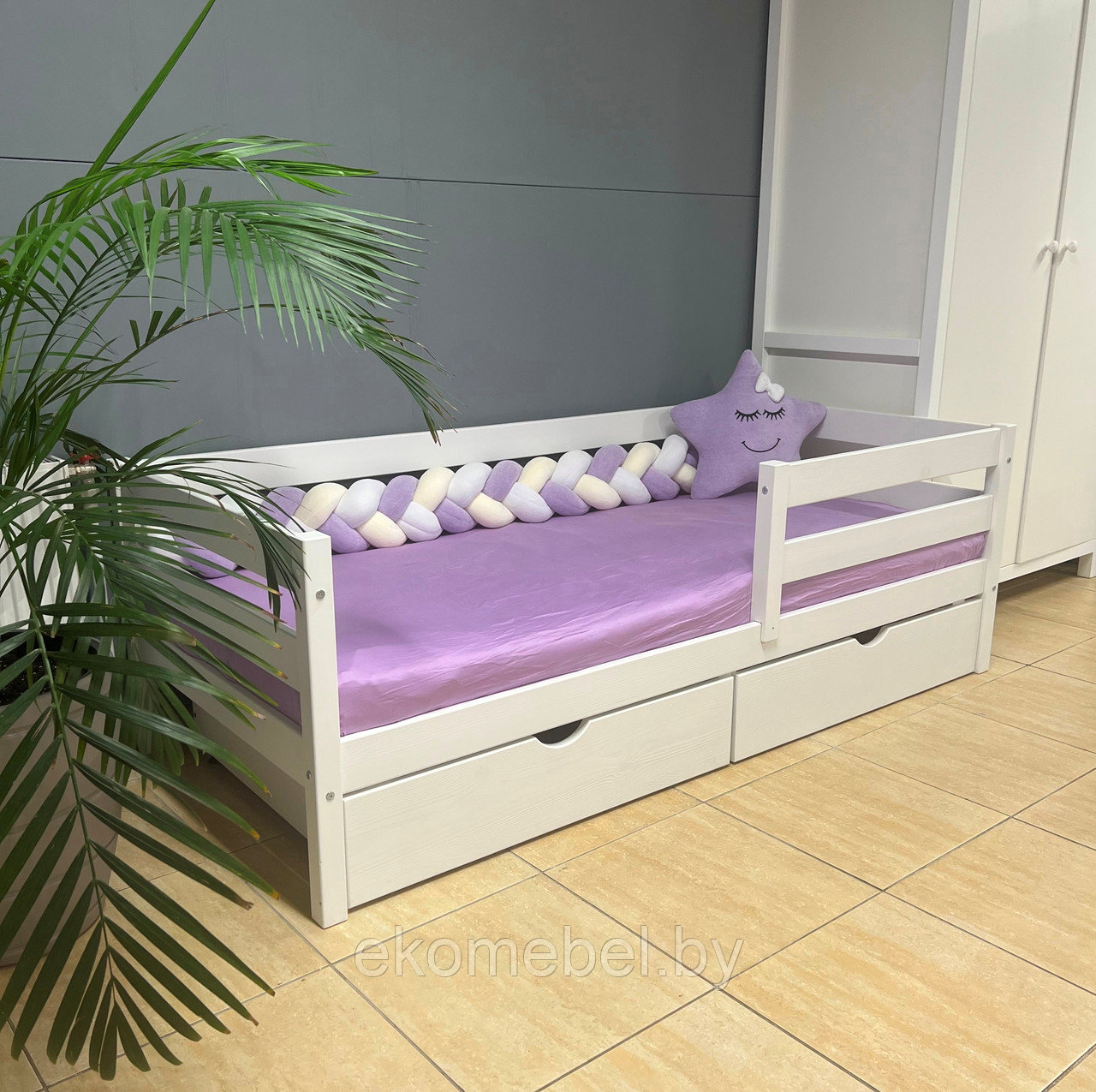 Кровать "Альма" с ящиками (80*160, 80х180, 90*200 см) Массив сосны