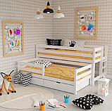 Двухъярусная кровать "Мелита" с ящиками (90*200/90*190 см) Массив березы, фото 2