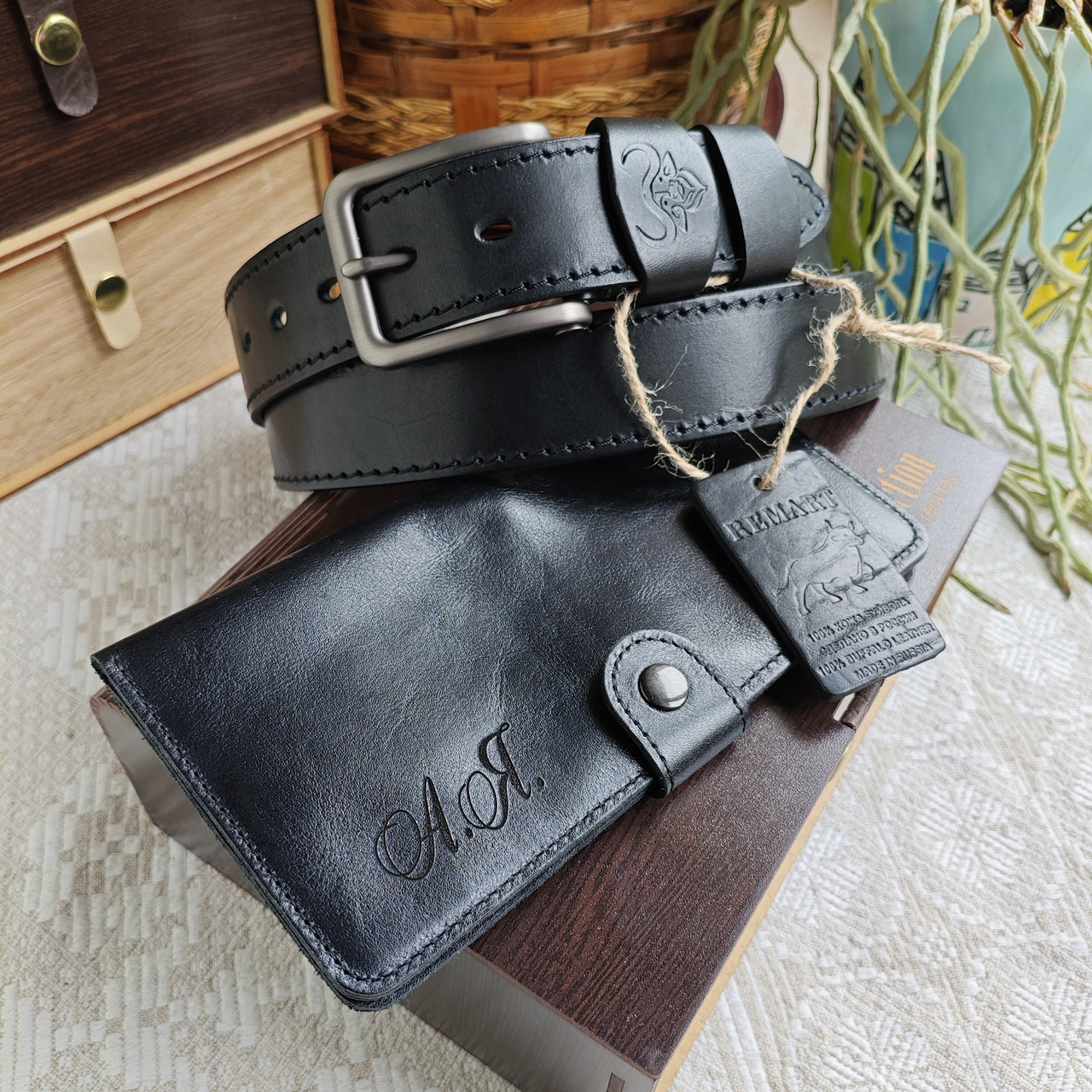 Мужской набор: ремень BUFFALO BELTS 4см + купюрник лонгер