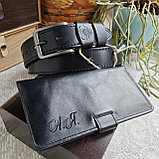 Мужской набор: ремень BUFFALO BELTS 4см + купюрник лонгер, фото 2