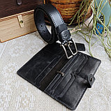 Мужской набор: ремень BUFFALO BELTS 4см + купюрник лонгер, фото 4