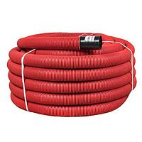 Труба гофр, двустенная ПНД/ПНД гибкая с протяжкой d110 мм (50 м) красная EKF-Plast