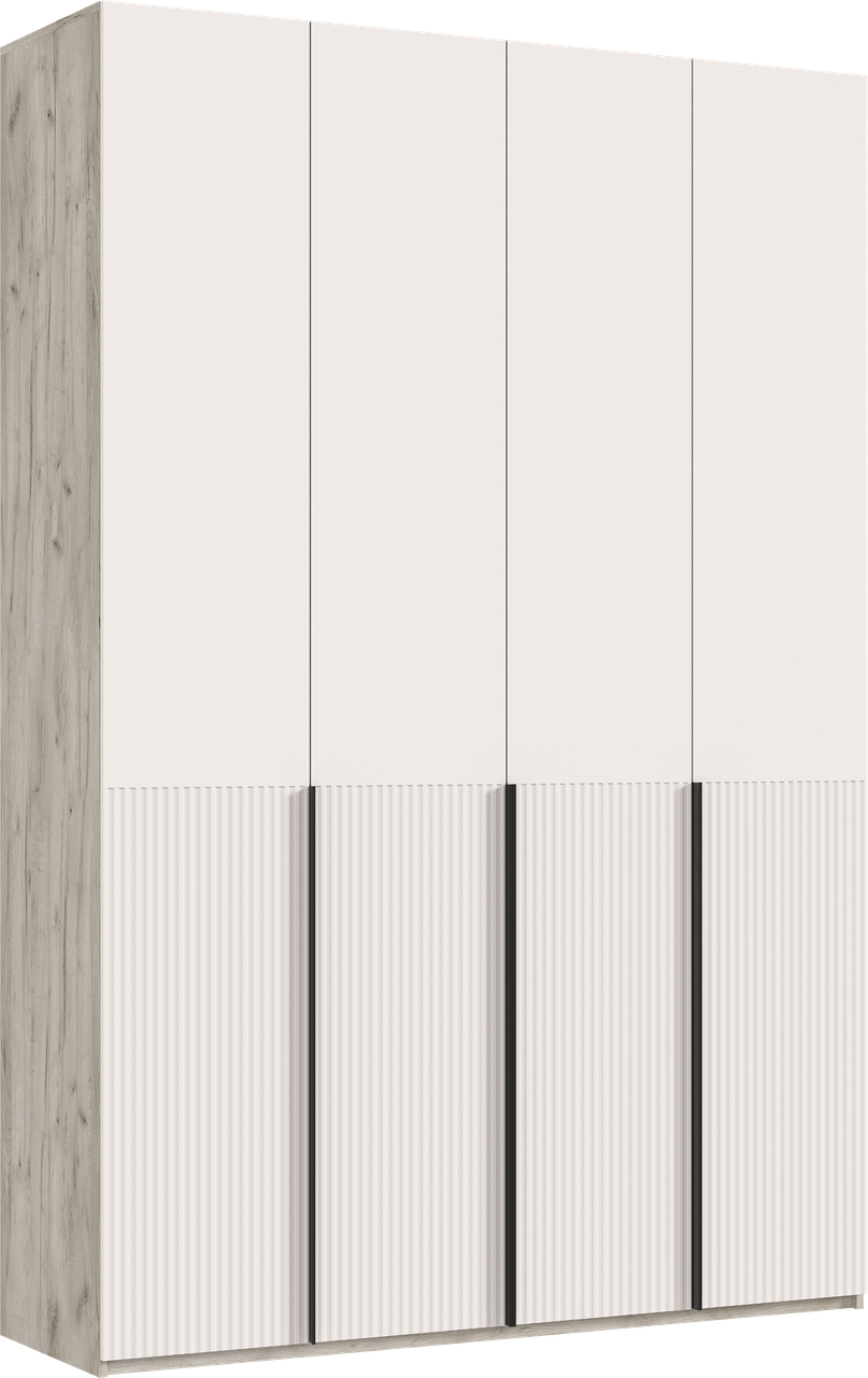 Шкаф распашной 4-х дверный "Марвэл" высота 240 с доп ящиками (крафт серый/кашемир) Миф