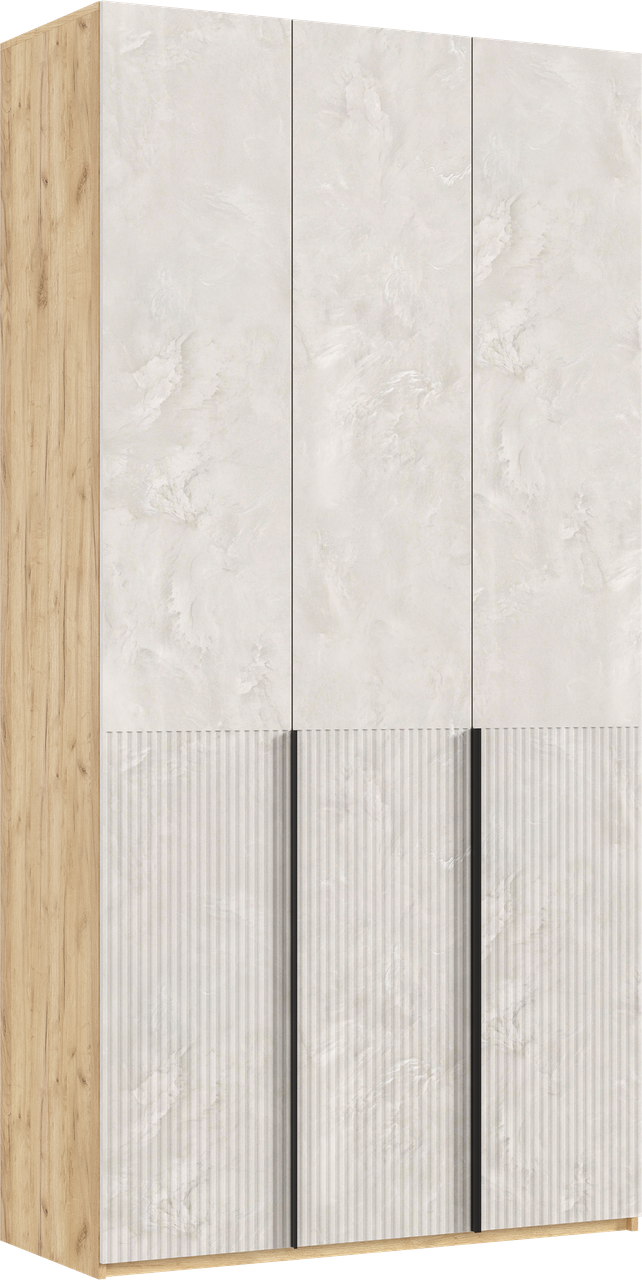 Шкаф распашной 3-х дверный "Марвэл" высота 240 с доп ящиками (дуб крафт золотой/мальта) Миф