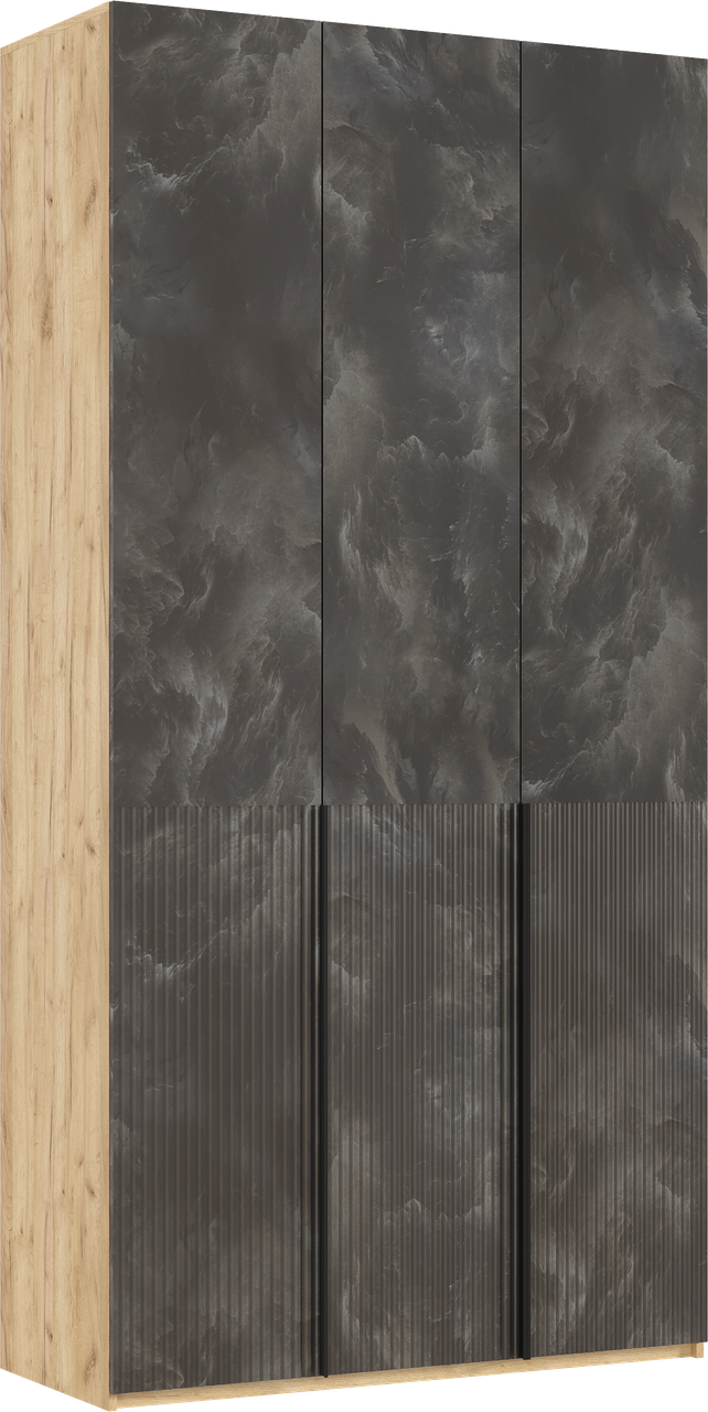 Шкаф распашной 3-х дверный "Марвэл" высота 240 с доп ящиками (дуб крафт золотой/мальта грей) Миф