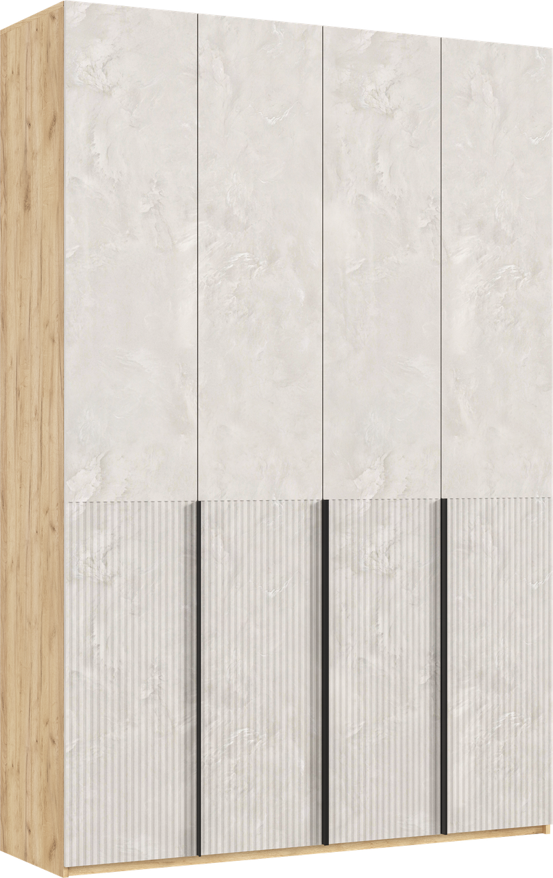 Шкаф распашной 4-х дверный "Марвэл" высота 240 с доп ящиками (дуб крафт золотой/мальта) Миф