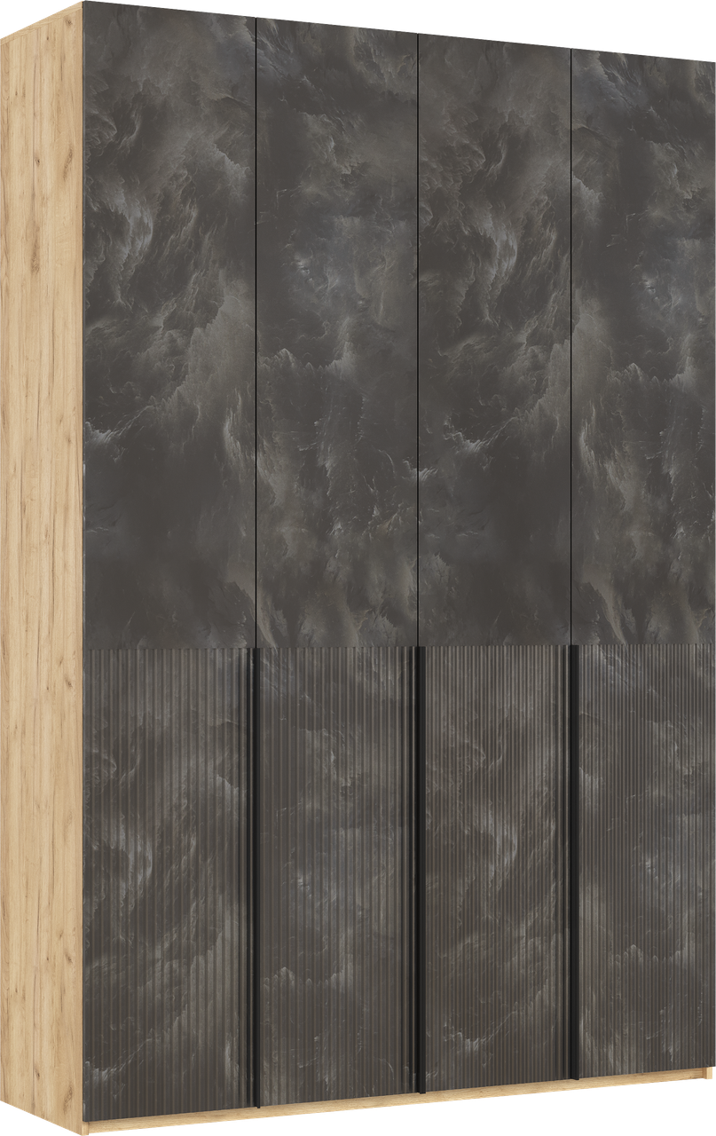 Шкаф распашной 4-х дверный "Марвэл" высота 240 с доп ящиками (дуб крафт золотой/мальта грей) Миф