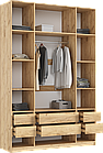 Шкаф распашной 4-х дверный "Марвэл" высота 240 с доп ящиками (дуб крафт золотой/мальта грей) Миф, фото 2